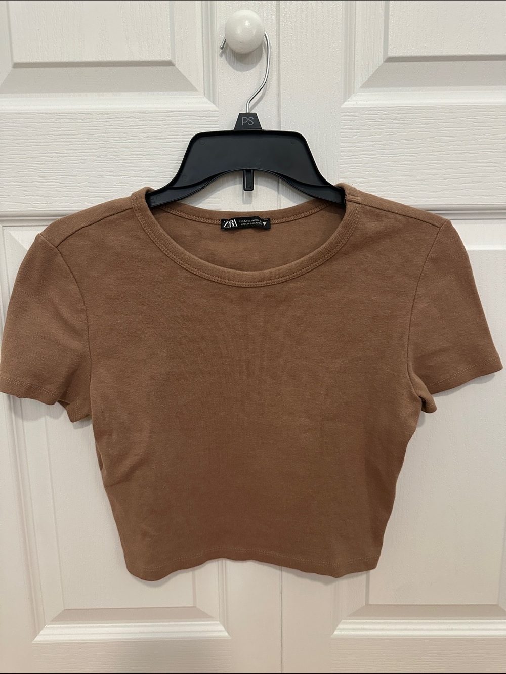 ZARA cropped baby tee in brown